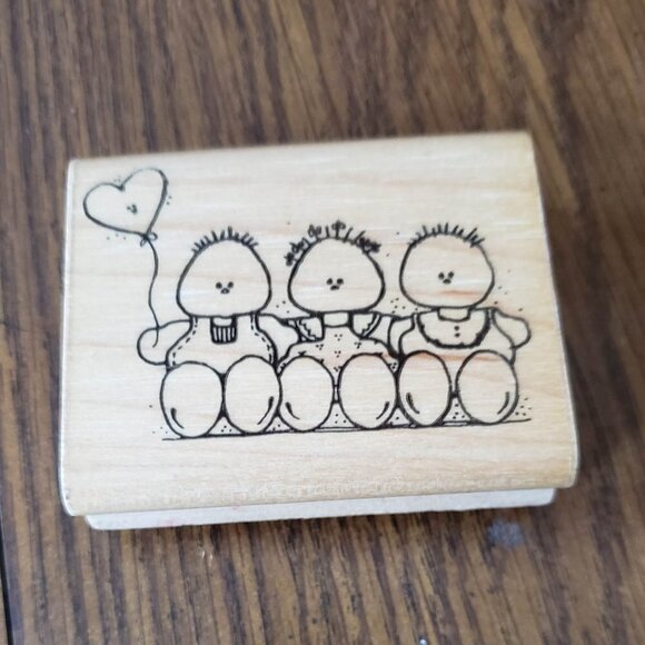 DOTS N102 The Babies 3x2 Inch Vintage Rubber Stamp - Picture 7 of 8